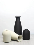 Minimalist black & off-white decorative vase set living room decor by Decorbites