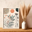 Boho floral orange & green canvas art set bedroom wall decor by Decorbites