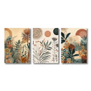 Boho floral orange & green canvas art set bedroom wall decor by Decorbites