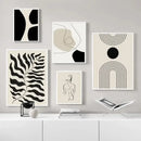 Boho geometric line black & white framed canvas set living room wall art by Decorbites