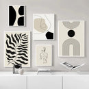 Boho geometric line black & white framed canvas set living room wall art by Decorbites