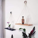 Boho macrame hanging shelf – living room natural wood decor by Decorbites