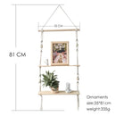 Minimalist white boho macrame wall shelf bedroom two tier wood decor by Decorbites