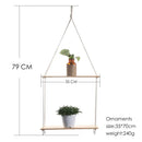 Minimalist white boho macrame wall shelf bedroom two tier wood decor by Decorbites