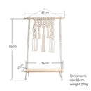 Boho beige macrame wood hanging shelf bedroom wall decor by Decorbites
