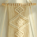Boho beige macrame wood hanging shelf bedroom wall decor by Decorbites