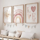 Boho rainbow sunshine watercolor framed prints nursery wall art by Decorbites