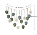 Boho style handmade tapestry green & cream macrame living room decor by Decorbites