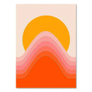Retro boho orange & pink rainbow stripes art prints bedroom decor