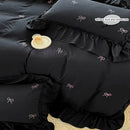 GobekUsa Bow Embroidery Bedding Set with Ruffles