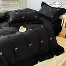 GobekUsa Bow Embroidery Bedding Set with Ruffles