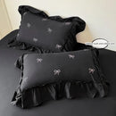 GobekUsa Bow Embroidery Bedding Set with Ruffles