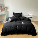GobekUsa Bow Embroidery Bedding Set with Ruffles