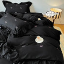 GobekUsa Bow Embroidery Bedding Set with Ruffles