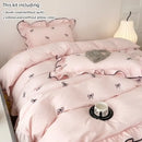 GobekUsa Bow Embroidery Bedding Set with Ruffles