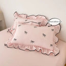 GobekUsa Bow Embroidery Bedding Set with Ruffles