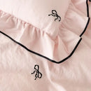 GobekUsa Bow Embroidery Bedding Set with Ruffles