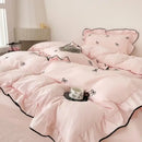 GobekUsa Bow Embroidery Bedding Set with Ruffles