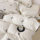 GobekUsa Bow Embroidery Bedding Set with Ruffles