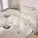 GobekUsa Bow Embroidery Bedding Set with Ruffles