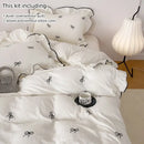 GobekUsa Bow Embroidery Bedding Set with Ruffles
