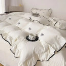 GobekUsa Bow Embroidery Bedding Set with Ruffles