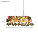 GobekUsa Brass Birdcage Island Light Fixture with 4 Bulbs and Floral Design