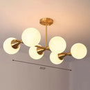 GobekUsa Brass Finish 6-Light Postmodern Linear Island Pendant with Glass Ball Shade