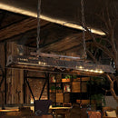 GobekUsa Brass Island Pendant Light - Loft Style Hanging Lamp with Etched Lettering - Metal Finish