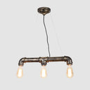 GobekUsa Bronze Steampunk Water Pipe Island Light, Wrought Iron Suspended Fixture