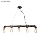 GobekUsa Bronze Steampunk Water Pipe Island Light, Wrought Iron Suspended Fixture
