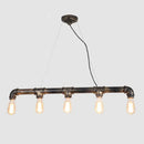 GobekUsa Bronze Steampunk Water Pipe Island Light, Wrought Iron Suspended Fixture