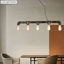GobekUsa Bronze Steampunk Water Pipe Island Light, Wrought Iron Suspended Fixture