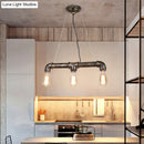 GobekUsa Bronze Steampunk Water Pipe Island Light, Wrought Iron Suspended Fixture