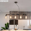 GobekUsa Bronze Steampunk Water Pipe Island Light, Wrought Iron Suspended Fixture