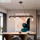 GobekUsa Bronze Steampunk Water Pipe Island Light, Wrought Iron Suspended Fixture
