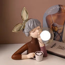 GobekUsa Bubble Girl Resin Statue: Bedroom Night Light & Desk Ornament