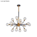 GobekUsa Bubble Suspended Lighting: Contemporary Glass Chandelier with 12/16-Lights and Elegant Curvy Arm in Black and Gold