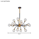 GobekUsa Bubble Suspended Lighting: Contemporary Glass Chandelier with 12/16-Lights and Elegant Curvy Arm in Black and Gold