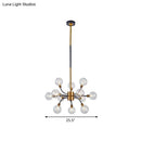 GobekUsa Bubble Suspended Lighting: Contemporary Glass Chandelier with 12/16-Lights and Elegant Curvy Arm in Black and Gold