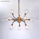 GobekUsa Bubble Suspended Lighting: Contemporary Glass Chandelier with 12/16-Lights and Elegant Curvy Arm in Black and Gold