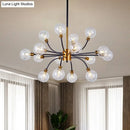 GobekUsa Bubble Suspended Lighting: Contemporary Glass Chandelier with 12/16-Lights and Elegant Curvy Arm in Black and Gold