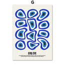 Blue and white butterfly botanical canvas art set of 6 living room
