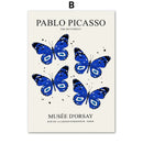 Blue and white butterfly botanical canvas art set of 6 living room by Decorbites