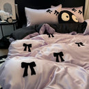 GobekUsa Butterfly Embroidered Ice Silk Bedding Sets - Cooling Duvet Cover Kit