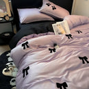 GobekUsa Butterfly Embroidered Ice Silk Bedding Sets - Cooling Duvet Cover Kit