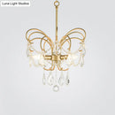GobekUsa Butterfly Shaped Chandelier: Rural Metal 3-Light Brass Pendant Light with Crystal Accent - Perfect for Living Room