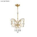 GobekUsa Butterfly Shaped Chandelier: Rural Metal 3-Light Brass Pendant Light with Crystal Accent - Perfect for Living Room
