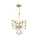 GobekUsa Butterfly Shaped Chandelier: Rural Metal 3-Light Brass Pendant Light with Crystal Accent - Perfect for Living Room