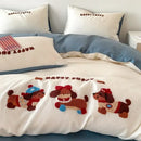 GobekUsa Cartoon Embroidered Cotton Bedding Set with Ice Silk Cooling Technology
